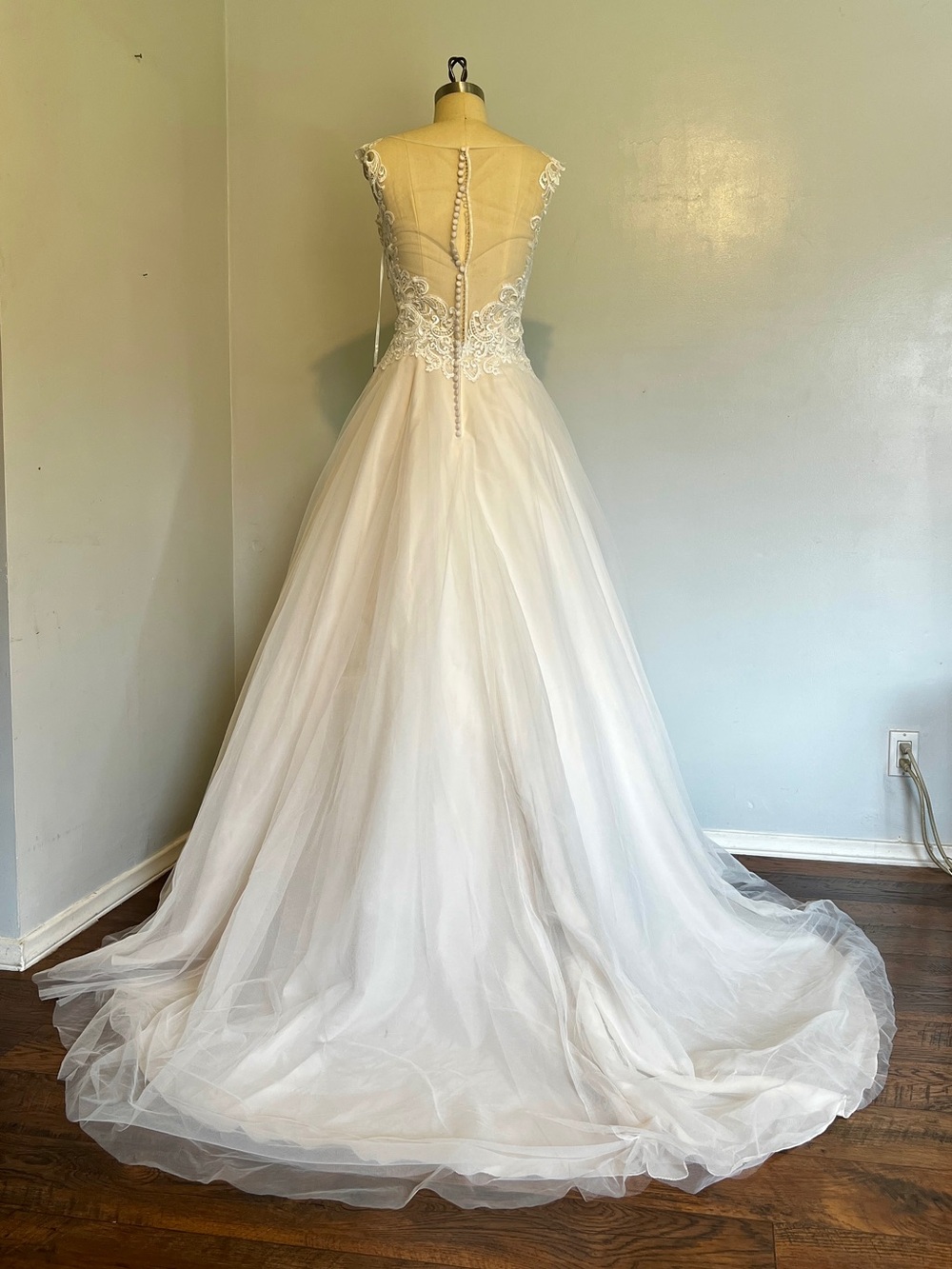 Blush Lace A-Line Wedding Dress - Picture 7 of 10